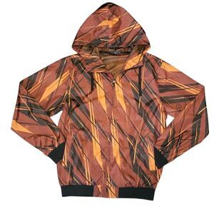 Fox Racing Windbreaker Jacket Mens M Orange All Over Print Motocross Y2K